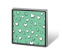 Scattered Green Hearts on Mint Unisex Brooches & Pins Square Lightweight Lapel Badge Jewelry for Clothing Shawl Hat