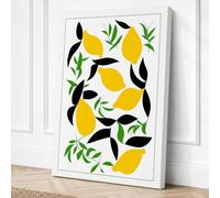 Scattered Lemons and Sprigs Canvas Wall Art Print 18x12 Inch