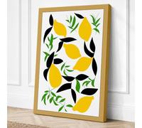 Scattered Lemons and Sprigs Canvas Wall Art Print 36x24 Inch
