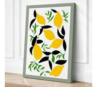 Scattered Lemons and Sprigs Canvas Wall Art Print 36x24 Inch