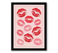 Scattered Lip Prints Modern Framed Wall Art Print A2 (59.4×42cm) Black, Wall Decor for Living Room, Bedroom, Office & Home, Ready to Hang, Art Gift