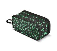 Scattered with Image Question Marks Full Of Small Green Question Marks The Angle Of The Question Mar Pencil Case for Boys Girls, Large Capacity Pen Bag 3 Compartment Pencil Pouch Stationery Organizer