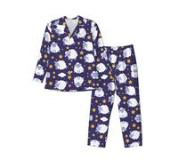 SCAUA Sheep Pajama Sets For Men Soft Long Sleeve Pajamas And Long Pants With Pockets Casual Loose Homewear Set