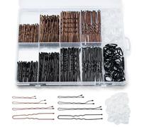 Scaups 400PCS Brown and Black Bobby Pins Kit with Hair Bands, 1.38inch 2inch 2.36inch Bobby Pins and 2.36inch U Shape Hair Pins for Women