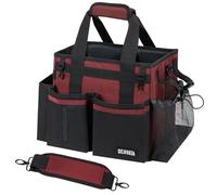 SCAVATA Compact Wearable Cleaning Caddy, Small Cleaning Caddy Supplies Organizer with Handle & Shoulder Straps for Housekeepers, Under Sink & Car Cleaning Tool Organizers Bag (AncoraRed)