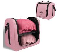 SCAVATA Large Hat Bag for Baseball Caps, Hat Organizer Bag for Traveling & Moving, Storing Snapback Cap, Portable Hat Carrier Holder Case for 20-24 Caps (Pink)