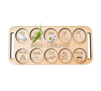 Scavenger Hunt Game, Wooden Activity Board, Nature Exploration Toy, Kids Learning Playset Outdoor Adventure Kit Camping Hiking Backyard Lawn Balcony Park Forest Travel Educational Fun Use
