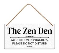 SCAZOMV The Zen Den Meditation In Progress Please Do Not Disturb Zen Den Meditation Room Wood Sign Wall Decor For Yoga Room, Studio, Home, Bedroom, Garden, Bathroom (10X5 Inch)