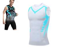 Scazu Men Compression Shirt, V-Boost 2025 New Version Ionic Shaping Sleeveless Shirt for Men Build a Toned Body, White, Large