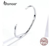 (SCB160) Bamoer Engrave Courage Bangle "nothing Is Impossible" Fashion 925 Sterling Silver Jewelry
