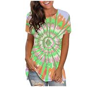 SCBFDI Black of Friday Cyber of Monday, Summer Round Neck Short Sleeve Gradient Tie Dye Print T-Shirt for Women UK Fashion Loose Casual Sports Trendy Tunic Top