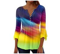 SCBFDI Cotton Blouses for Women UK 3/4 Sleeve Top Ladies Ladies T Shirts Size 14 Ruffles Blouse Womens White T Shirt Womens Red T Shirt Red and White Striped Top 3/4 Sleeve Top14 Yellow 3XL