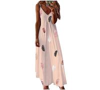 SCBFDI Mother of The Bride Outfits Boho Dresses for Women UK Holiday Dress Spring Dresses for Women UK Bandeau Dress Cotton Summer Dress Womens Summer Clothing Party Dress Party Pink L