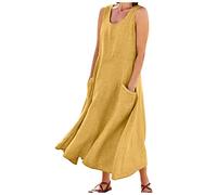 SCBFDI Summer Dresses for Women UK Plus Size Black Dress for Women Pink Dress Summer Dresses UK One Shoulder Dress White Off Shoulder Dress Midi Shirt Dress Wedding Guest Dresses Yellow XL