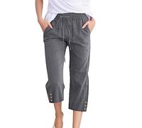SCBFDI Three Quarter Length Trousers Cargo Pants Women Harem Pants Black Pants Ladies Culottes Size 18 Orange Cargos Women Ladies Stretch Trousers Cargo Trousers Women Pull On Trousers Grey 2XL