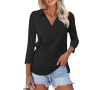 SCBFDI Womens Tops Size 22 3/4 Sleeve Blouses for Women Womens Blouses Long Tops for Women UK White Blouses Black Party Tops for Women UK White Cropped Top 3/4 Sleeve T Shirts Womens Black M