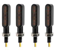SCBSTKBGGW Motorcycle Indicators Turn Signal Motorcycle Blinker Indicator Lamp Turn Signal Lights Amber Flowing Flashing(4pcs Amber White)