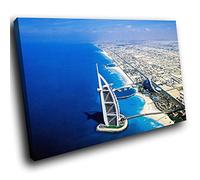 SCC405B Framed Canvas Print Colourful Wall Art - Dubai Stunning Coastline - Modern Scenic Living Room Bedroom Piece Home Decor Interior Design Easy Hang Guide (45X30CM)