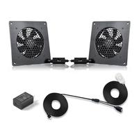 SCCCF 120mm USB Quiet Cabinets Cooling Fan System 6" with 30°C Fixed Thermostat Control, for Home Theater AV Cabinets,Plant House, pet Kennel. (Temperature Control 120mm Fan-2 Pack)