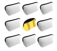 SCCFMM 20 Pcs Sublimation Blanks White Neoprene Cosmetic Bags DIY Heat Transfer Print Makeup Bags Iron on Zipper Toiletry Pouch Canvas Pen Case For Women Girls, white, Sublimation Blank