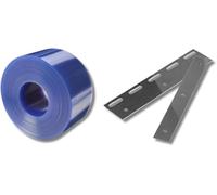 SCD PVC Door Strip Roll 10m with 10 Stainless Steel Hanging Plates - 200mm x 2mm Clear Energy Saving Curtain Kit - Create Your Own Custom Length Strips for Coldrooms and Warehouses