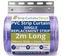 SCD PVC Strip Curtain Replacement Strip 2m Long x 200mm Wide x 2mm Thick | 2m Long, 200mm Wide x 2mm Thick PVC Curtain Replacement, Clear PVC, Made in UK, Ideal for Coldrooms, Warehouses & Butchers