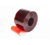 SCD Transparent Red PVC Strip Curtain 200mm x 2mm x 50m Long Bulk Roll | 200mm Wide x 2mm Thick, Cut to Size PVC Roll, Transparent RED PVC, For Schools, Nurseries, Chillers & Warehouses