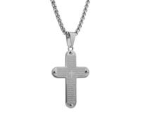 Scddboy Bible Verse Christian Lord's Prayer Cross Pendant Necklace for Men,Jesus Christ Crucifix Cross Lord's Prayer Pendant Necklace, Stainless Steel, cross