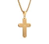 Scddboy Bible Verse Christian Lord's Prayer Cross Pendant Necklace for Men,Jesus Christ Crucifix Cross Lord's Prayer Pendant Necklace, Stainless Steel, cross