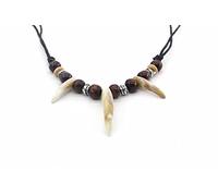 Scddboy Jungle Necklace Caveman Tooth Bone Necklace for Men, 3.5 cm x 0.8 cm, Stone, three