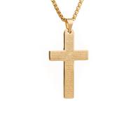 Scddboy Stainless Steel Cross Necklace for Men with Lord's Prayer-Jesus Christ for Church Activities 23.6+1.96" Adjustable Chain, Stainless Steel, cross