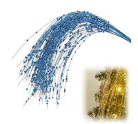 SCDOA 10PCS Gold Weeping Glitter Berry Christmas，Picks Glittery Twigs Branches Bead Sticks，Espigas Doradas Para Arbol De Navidad，Gold Xmas Wreath Ornaments Glitter Twigs(Treasure Blue)