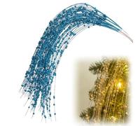 SCDOA 10PCS Gold Weeping Glitter Berry Christmas，Picks Glittery Twigs Branches Bead Sticks，Espigas Doradas Para Arbol De Navidad，Gold Xmas Wreath Ornaments Glitter Twigs(Lake Blue)