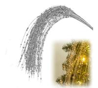 SCDOA 10PCS Gold Weeping Glitter Berry Christmas，Picks Glittery Twigs Branches Bead Sticks，Espigas Doradas Para Arbol De Navidad，Gold Xmas Wreath Ornaments Glitter Twigs(Silver)