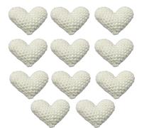 SCDOA 10PCS Knitted Crochet Heart Ornaments，Heart Bauble Fillers Valentine，Diy Heart Hanging Decorations，Felt Heart Ornaments For Christmas Tree，Fabric Heart Ornaments(White)