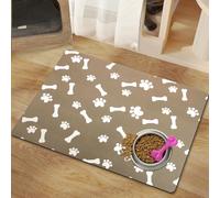 SCDZCAR Pet Feeding Mat-Absorbent Dog Food Mat-Dog Mat for Food and Water Quick Dry Water Dispenser Mat for Dog and Cat for Messy Drinkers Dog Stuff Dog Accessories (Brown, 12"X19")
