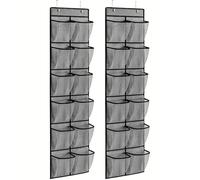 SCDZY 2 PCS Hanging Shoe Storage, Over the Door Organiser with 12 Large Mesh Pockets Wall Hanging Shoe Rack Holder for Kitchen Bedroom Bathroom (Grey)