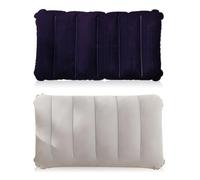 SCDZY 2 Pcs Inflatable Camping Pillow, Soft Flocked Blow Up Pillow for Fishing, Hiking and Office, Waterproof Portable Inflatable Pillowsfor Travel Ergonomic Support (Grey & Purple)