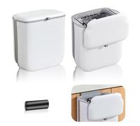 SCDZY Foldable Hanging Trash Bin with Lid, 10L Foldable Food Waste Caddy, Rubbish Compost Bin Wall Mounted Under Sink Food Waste Caddy with 30 Trash Bag for Under Sink Cupboard Door Cabinet