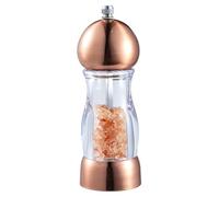 sce Mill - Clear pp Grinder, Hand Twist Pepper Crusher | Compact Refillable Bottle with Precision Grind Setting Feature, Culinary Dispenser for Tabletop Meal Prep Rose Salt Black Peppercorns