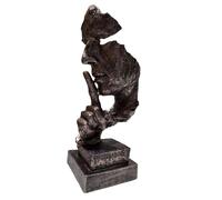 Scekack (Silence is a Golden Statue), Modern Creative Office Room Art Decorations, Sculpture Table for Friends (Ancient Silver, Sandstone, Antique Gold, Bronze) 5x5x13inch (Ancient Gold)