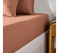 Scenario Cotton Percale 200 Thread Count Fitted Sheet, 35cm Flap Sienna
