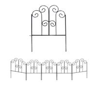 SCENDOR Garden Decorative Iron Garden Fence 43cm x 1.5m, Pack with 5 Panels Rust-Resistant Metal Fence Panels for Flower beds, Vegetable Gardens and Landscaping, Designs for Dogs