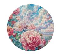 Scene Blooming Peonies 128 Piece Circular Puzzle Flower Plant Animal Shape Learning Through Play Educational Puzzle for Kids & Adults Idea Home Decor 120 PCS