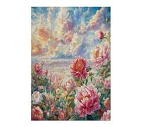 Scene Blooming Peonies 300 Piece Pack Classic Jigsaw Puzzle Flower Plant Couple Puzzle Partners Ultra Difficult Wall Decor Easter New Year Eco Friendly Cardboard 300 PCS