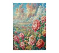 Scene Blooming Peonies 300 Pieces Set Classic Jigsaw Puzzle Flower Plant Couple Puzzle Partners Logic Skill Wall Decor Easter New Year Gift Eco-friendly Recycled Cardboard 300 PCS