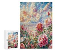Scene Blooming Peonies 300Pc Jigsaw Puzzles Suitable Adults Children Flower Plant Jigsaws Festive Gathering Family Bonding Whimsical Design Great Gift Loved Ones 300 PCS