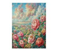 Scene Blooming Peonies 500 Piece Jigsaw Puzzle for All Ages Flower Plant Idea Dad Hobby Smooth Edges Stress Relief Home Decor 500 PCS