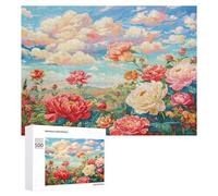 Scene Blooming Peonies 500 Piece Jigsaw Puzzles Adults Kids Flower Plant Jigsaws Weekend Get-Together Whimsical Design Friends Stress Buster 500 PCS