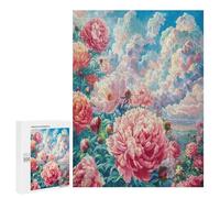 Scene Blooming Peonies 500Pc Jigsaw Puzzles Suitable All Ages Flower Plant Jigsaws Thoughtful Graduation Gift Family Activity Colourful Design Home Decor 500 PCS